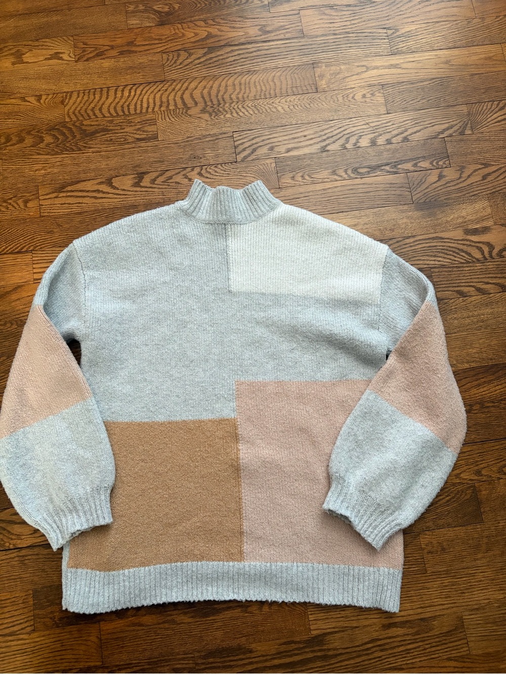 Retrology Colorblock Patchwork Mock Neck Pullover Sweater Women’s Size Medium